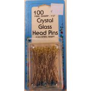 Nuppineulat, Crystal Glass Head Pins, 100 kpl, keltainen kristallilasipää