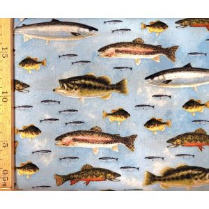 Kalakangas, vaaleansininen pohja, Robert Kaufman, Eat, sleep, fish. ANK-16201-73 Lake