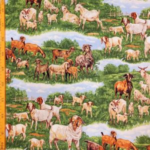 Vuohi, kuttu, pukki puuvillakangas 44, Timeless Treasures, Nature, Goat